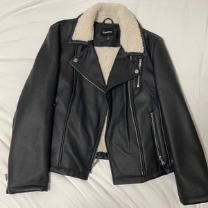 Express faux leather sherpa lined jacket